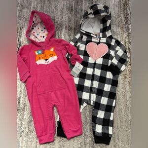 Carter's Pink Fox and Black Plaid Baby Sleepers (6mo.)